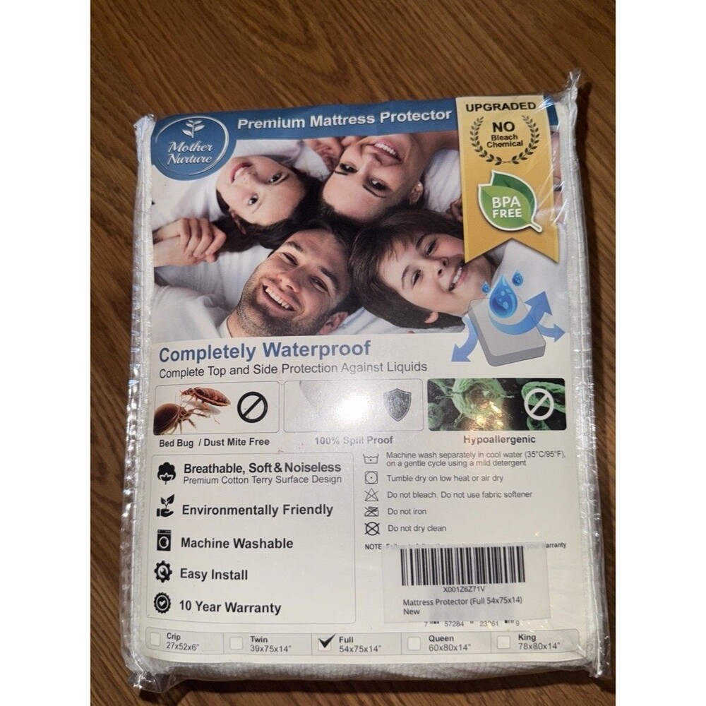 Full 100% Waterproof Mattress Protector Bed Bug Cover Terry Cotton 54×75×14”